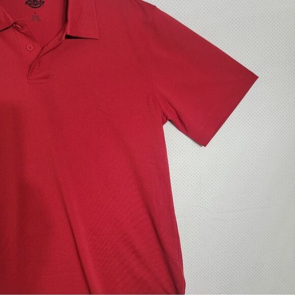 Dickies Polo Shirt Mens Large Red Short Sleeve Three Button Polyester Polo - Picture 3 of 8